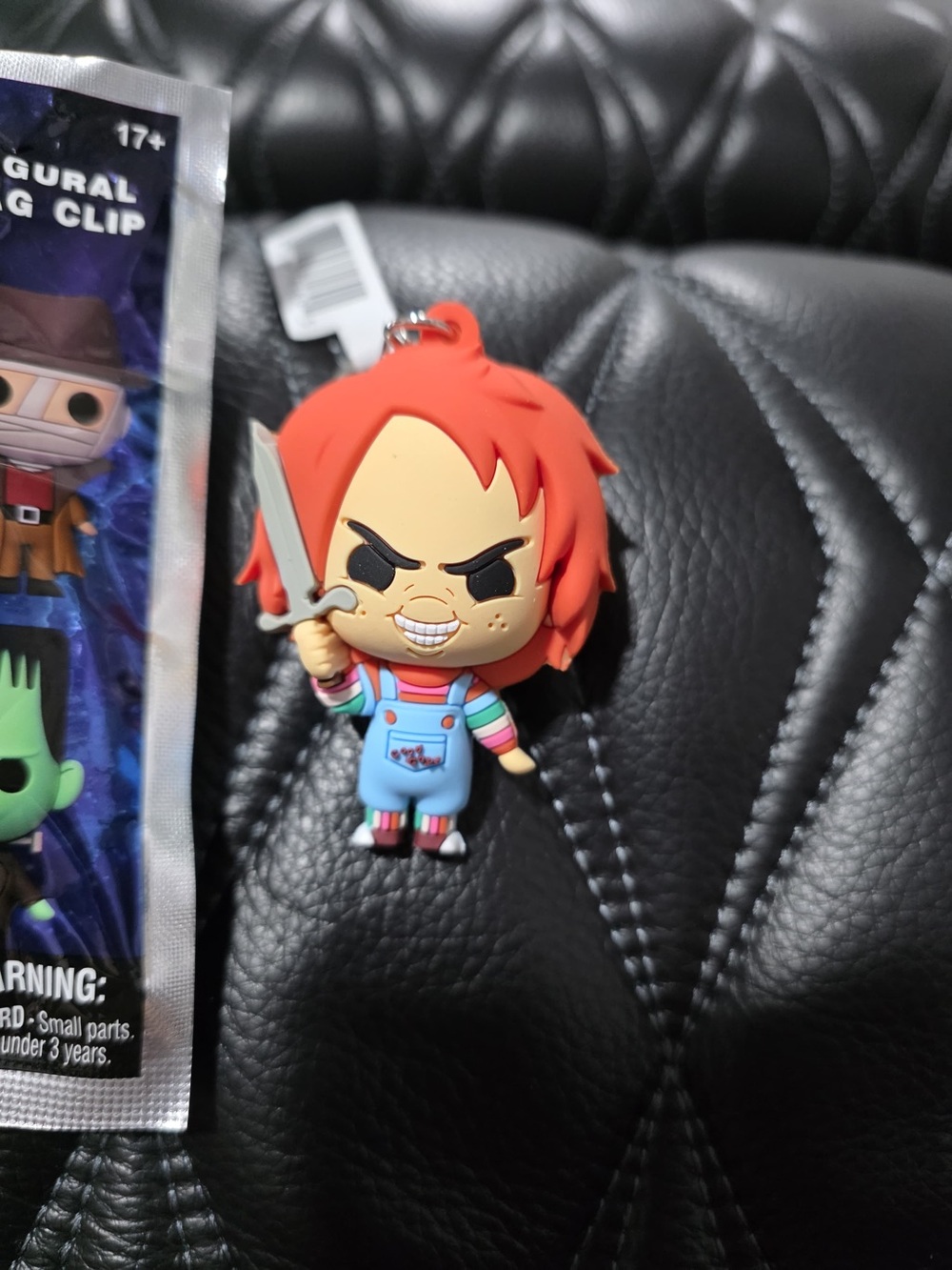 Chucky Horror Character Rubber Keychain - Red Hair, Blue Outfit